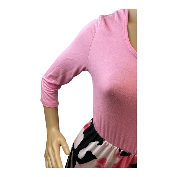 Bluetime Women's Pink Floral Printed 3/4 Sleeve Maxi Dress Size S. - Picture 4 of 13